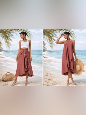 Halara Breezeful Wrap Tie Back Midi Skirt XS NWT Quick Dry High Waisted